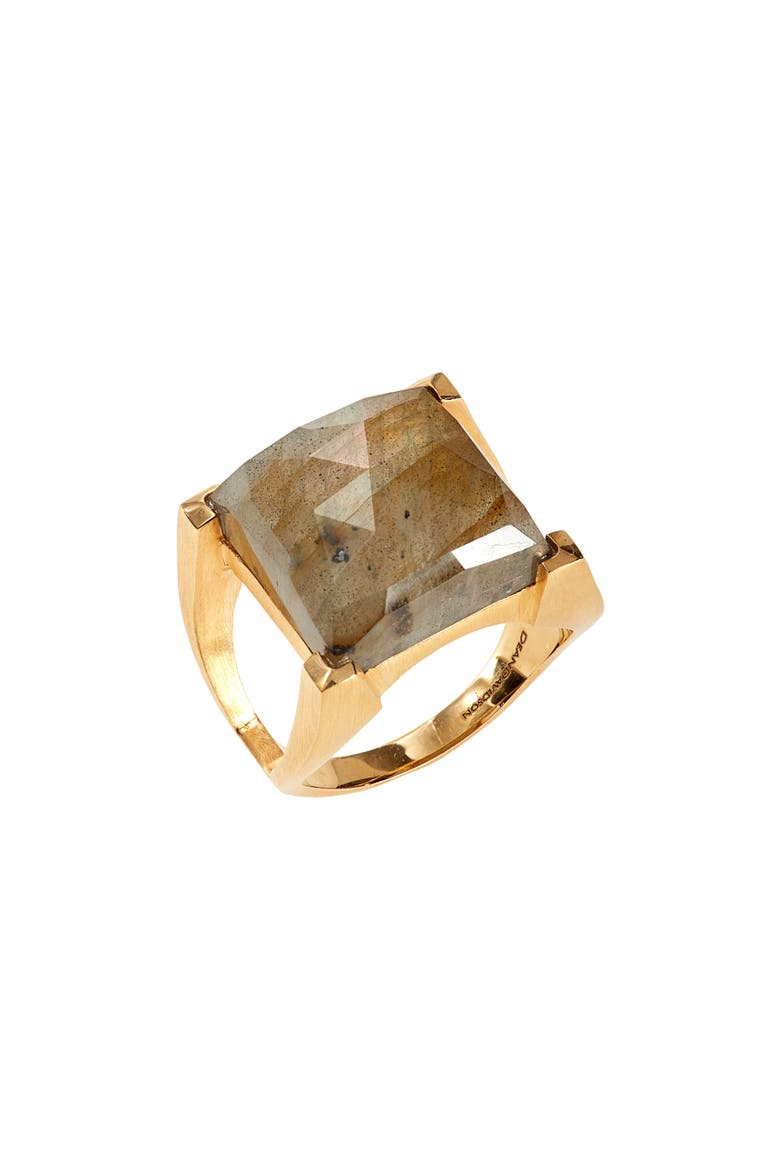 Plaza Semiprecious Stone Ring, Main, color, LABRADORITE/GOLD