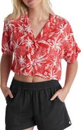 Hurley Getaway Island Print Crop Camp Shirt
