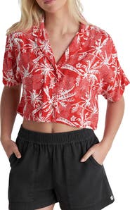 Hurley Getaway Island Print Crop Camp Shirt