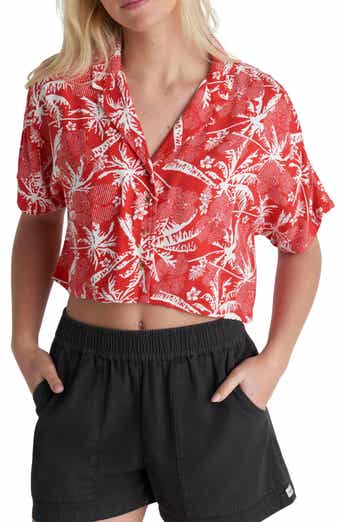 Hurley Getaway Island Print Crop Camp Shirt