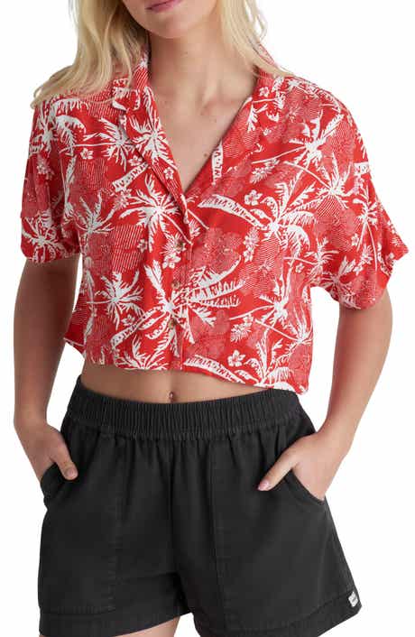 Hurley Getaway Island Print Crop Camp Shirt
