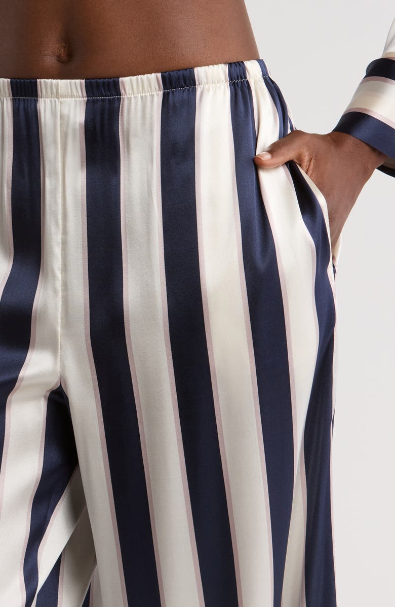 Nordstrom Tailored Stretch Silk Pajamas, Alternate, color, Navy Olivia Stripe