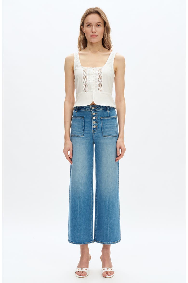 Orson Exposed-Button Fly Wide Leg Jeans, Alternate, color, MEDIUM BLUE