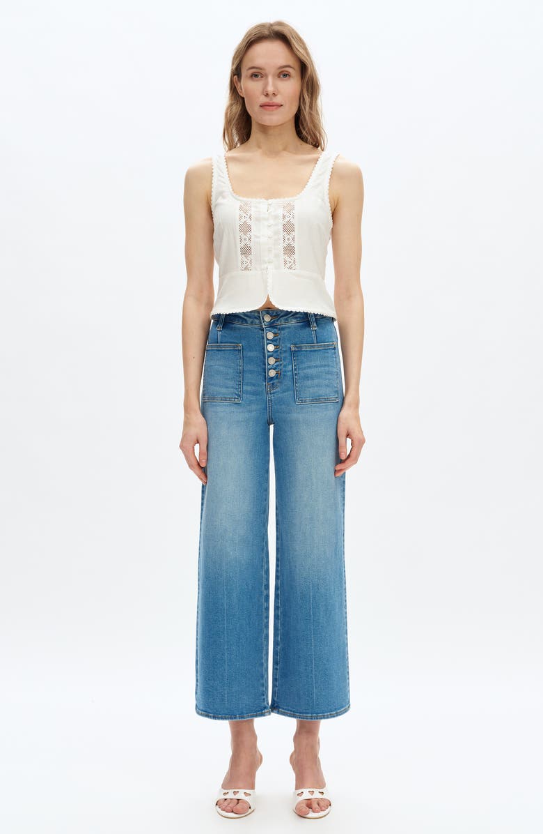 Bayeas Orson Exposed-Button Fly Wide Leg Jeans, Alternate, color, 