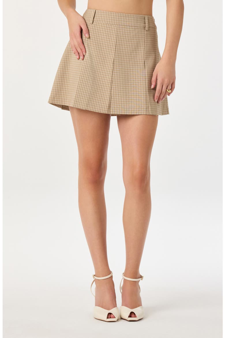 Pleat Plaid Miniskirt, Main, color, TAN PLAID