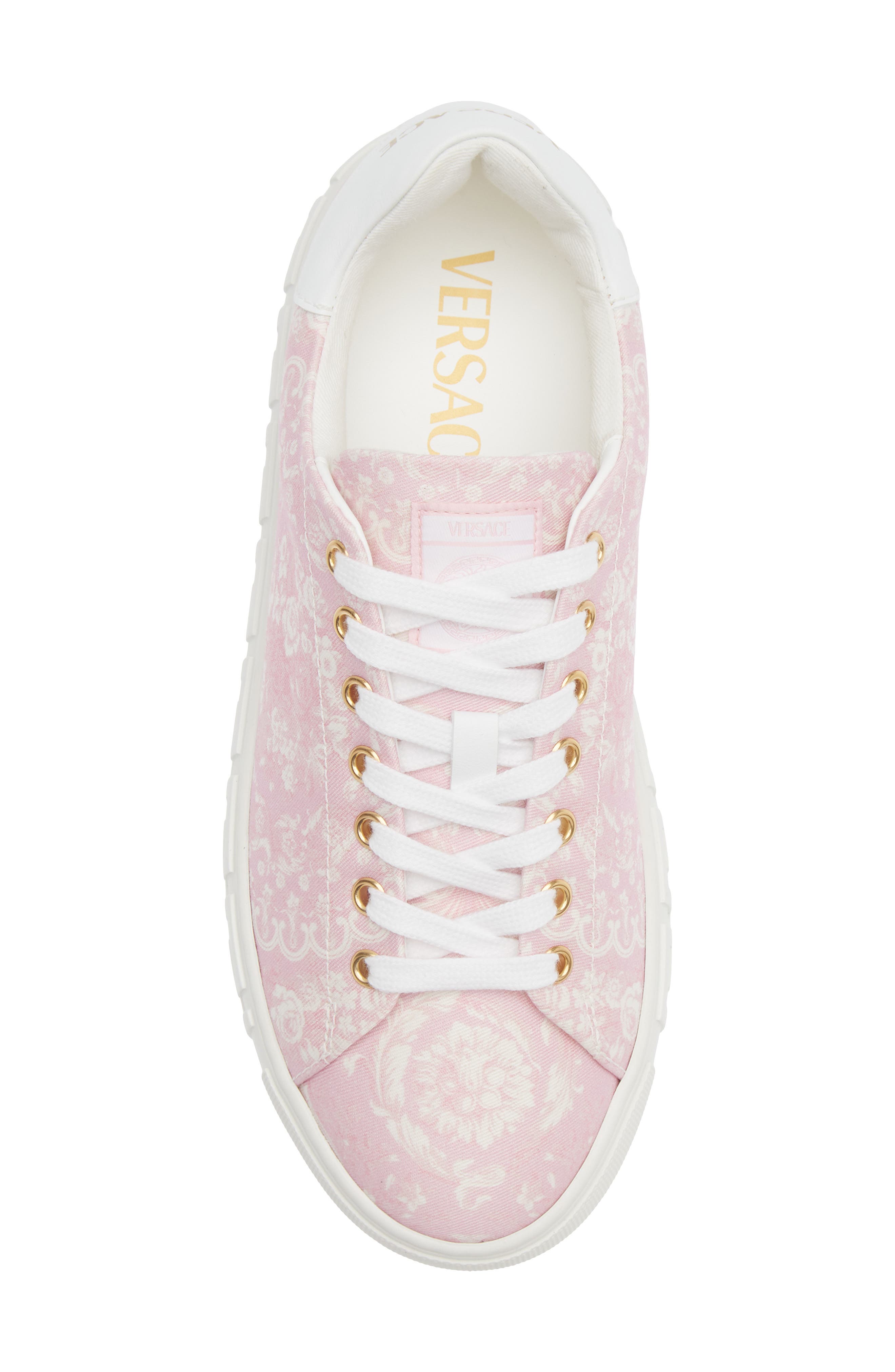 Versace Barocco Jacquard Greca Low Top Sneaker, Alternate, color, Pink Multicolor Oro