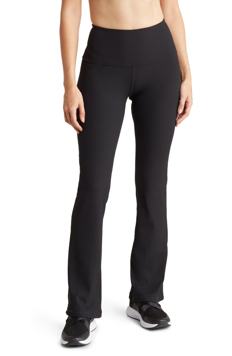 Z by Zella Daily High Waist Ribbed Flare Leggings, Main, color,