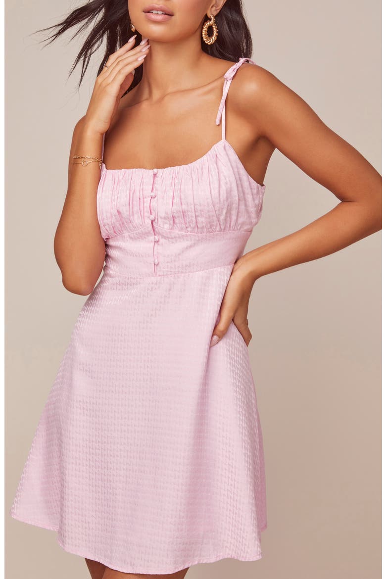 Mon Cherri Texture Print Tie Shoulder Minidress, Alternate, color, BUBBLEGUM-PINK