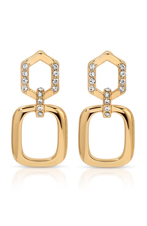 Crystal Open Rectangle Hoop Earrings