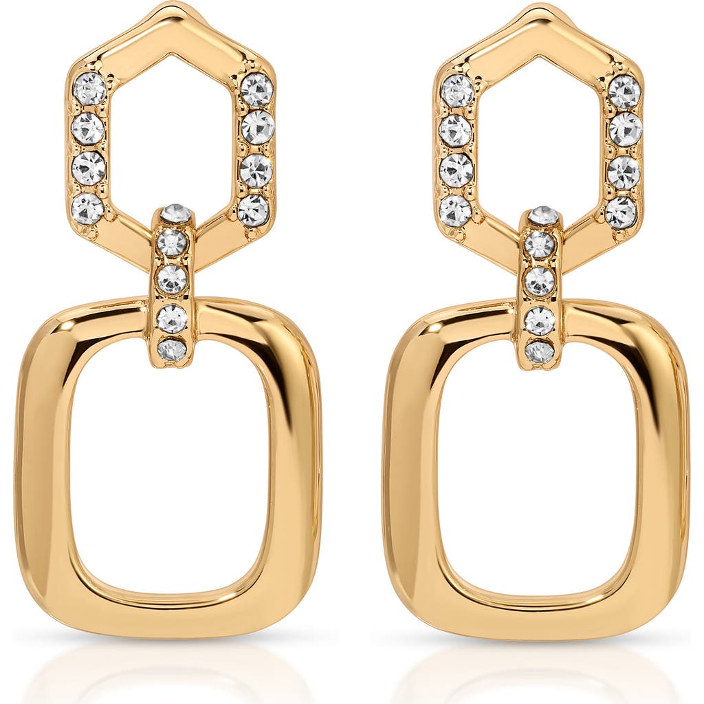 Ettika Crystal Open Rectangle Hoop Earrings