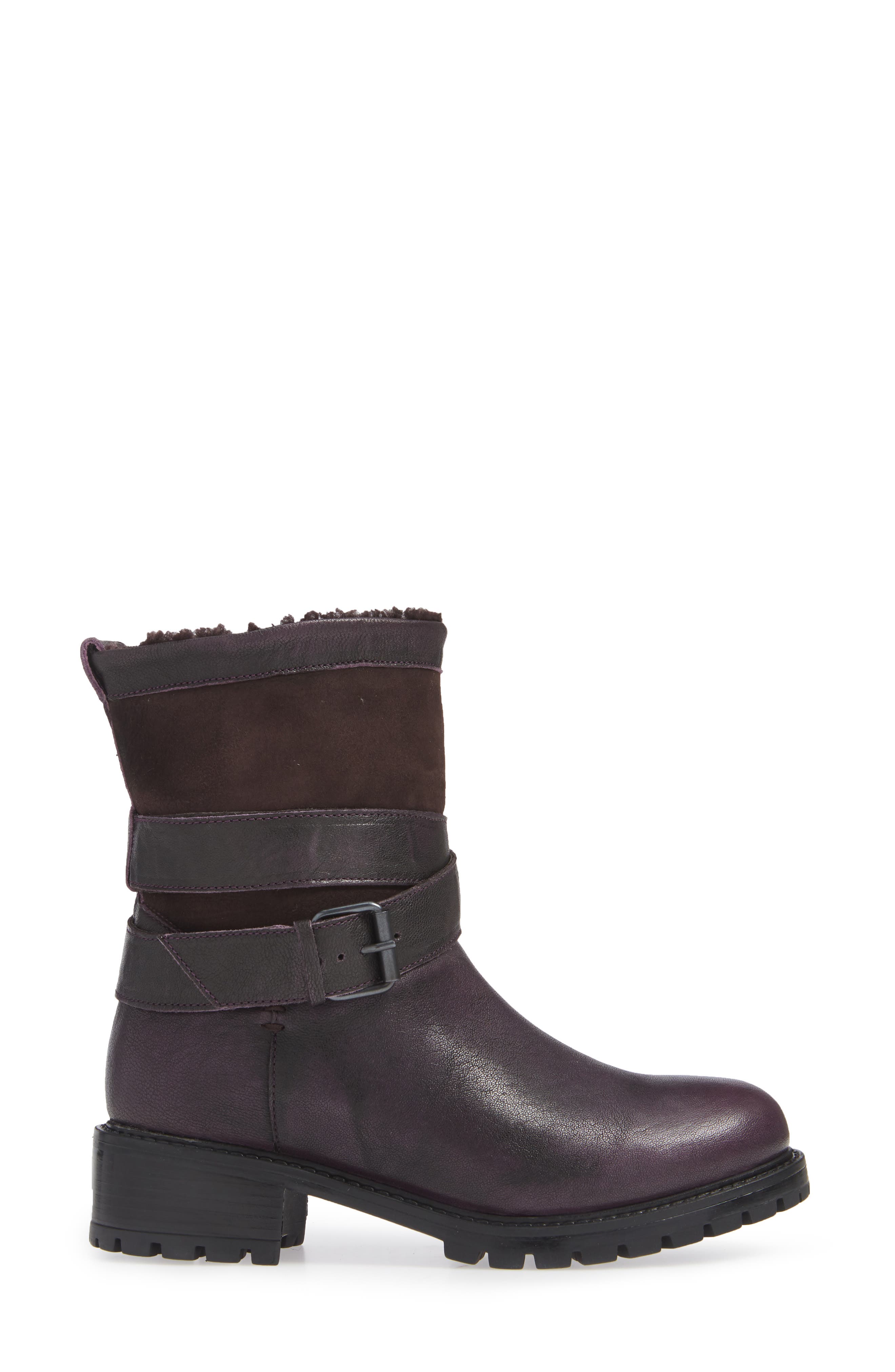 Emilina Genuine Shearling Lined Weatherproof Bootie, Alternate, color, FROSTED WINTER PLUM LEATHER