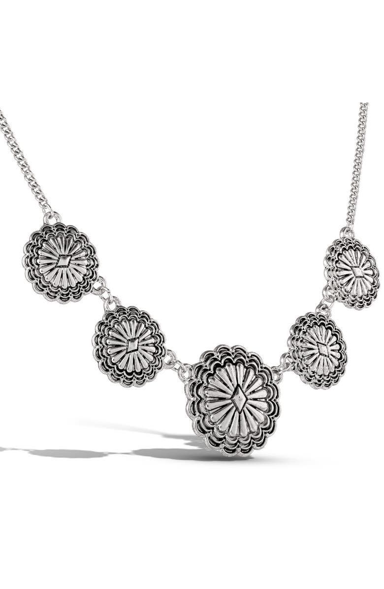 Jessica Simpson Statement Medallion Necklace in Antiqued Silver, Alternate, color, Silver