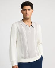 Onia Cotton Knit Long Sleeve Polo Sweatshirt