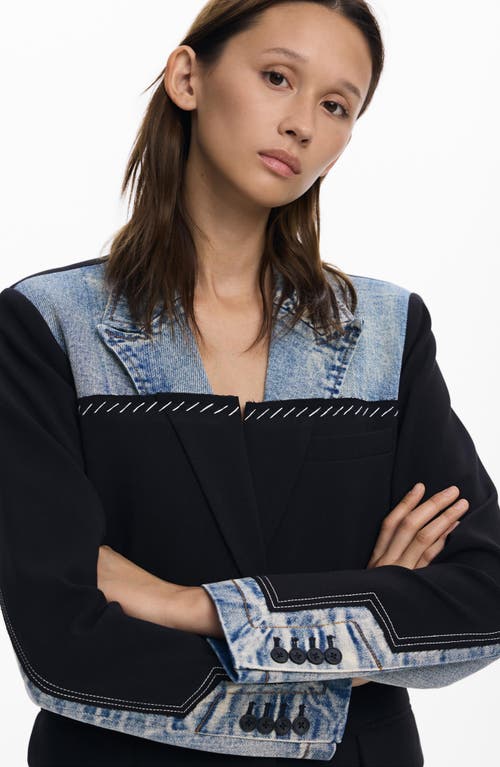 Desigual Denim Trim Blazer In Blue