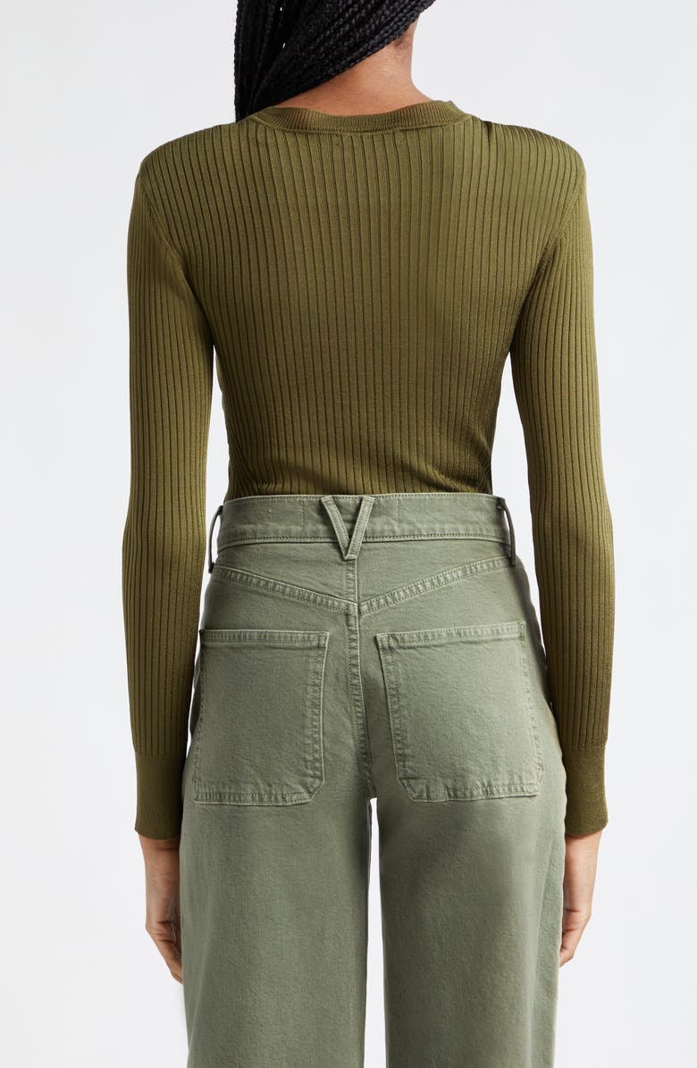 Veronica Beard Acara Rib Sweater, Alternate, color, Army