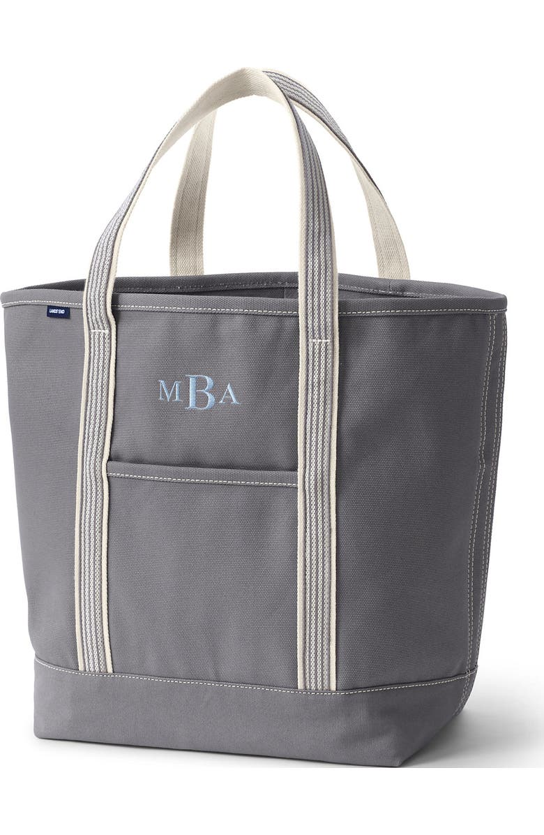 Lands' End Open Top Canvas Tote Bag, Main, color, Silver Graphite