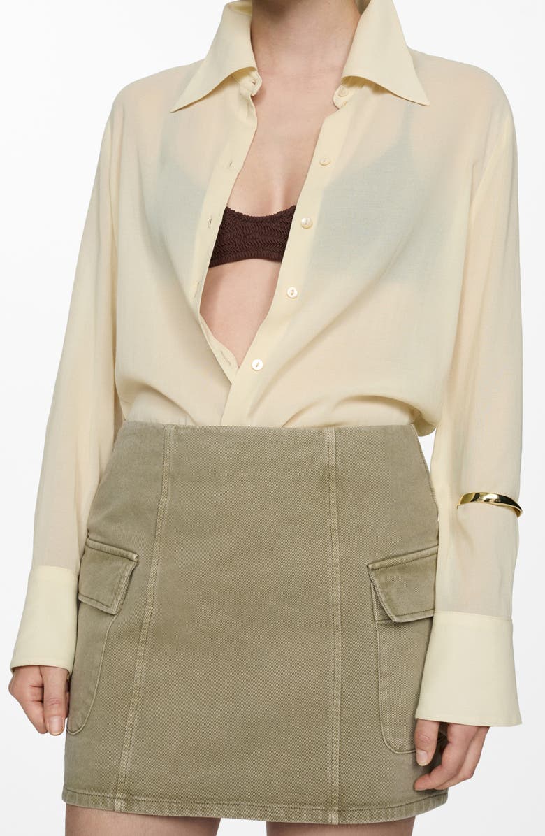 MANGO Denim Cargo Miniskirt, Alternate, color, Khaki Green