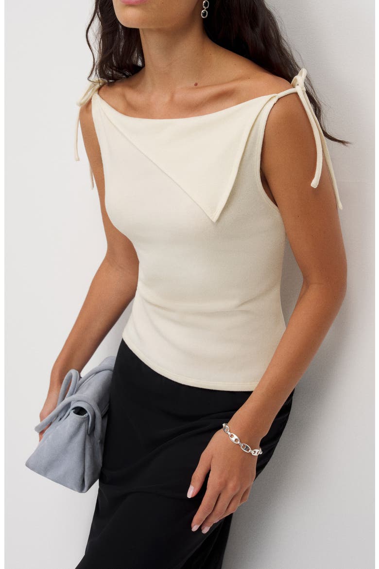 Emma Asymmetric Collar Knit Top, Main, color, FIOR DI LATTE