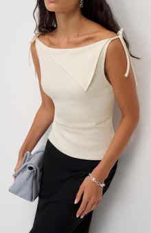 Emma Asymmetric Collar Knit Top