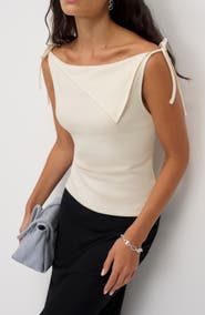 Reformation Emma Asymmetric Collar Knit Top