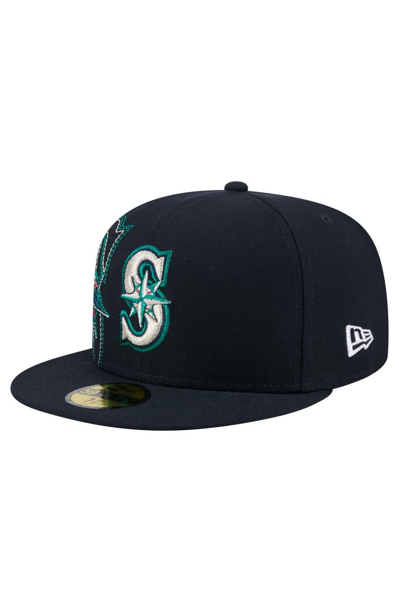 New Era Men's New Era Navy Seattle Mariners Yarn Stitch 59FIFTY Fitted Hat, Alternate, color,