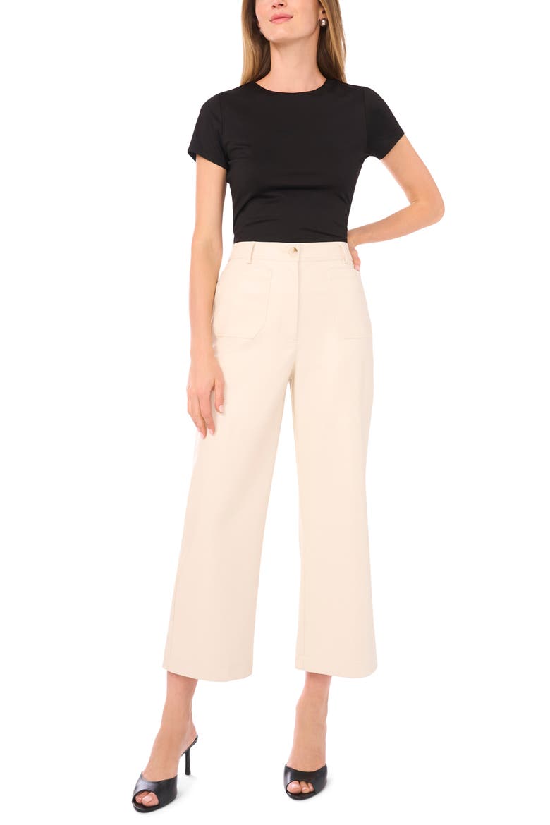 Patch Pocket Faux Leather Pants, Alternate, color, BIRCH