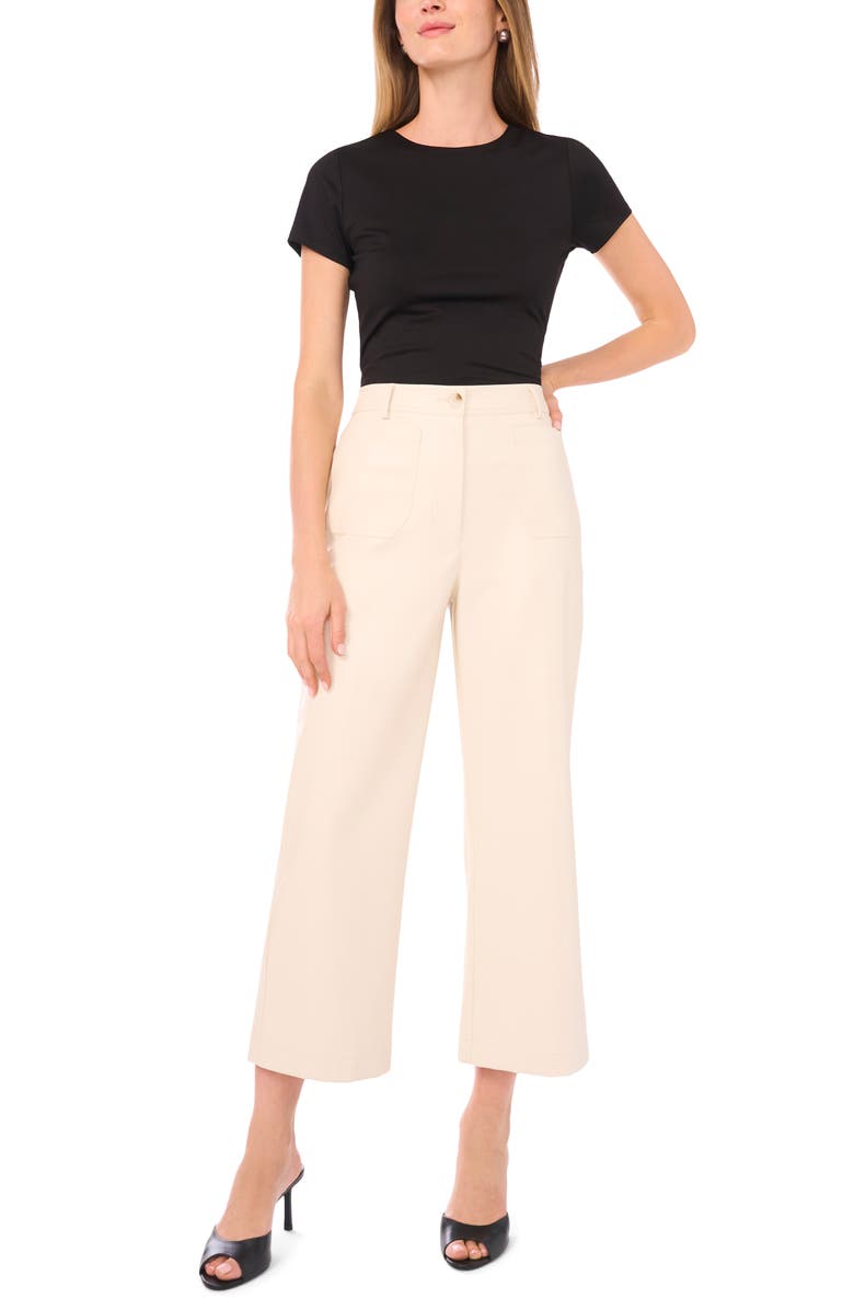 Vince Camuto Patch Pocket Coated Pants, Alternate, color, Birch