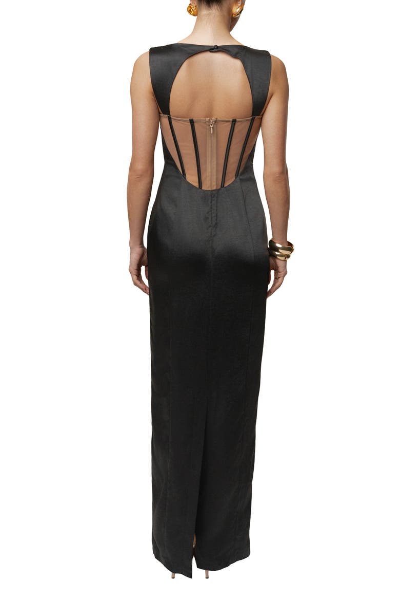 Amour Satin Maxi Dress, Alternate, color, BLACK