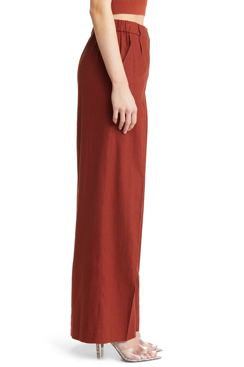 Linen Blend Trousers, Alternate, color, RUST CHERRY