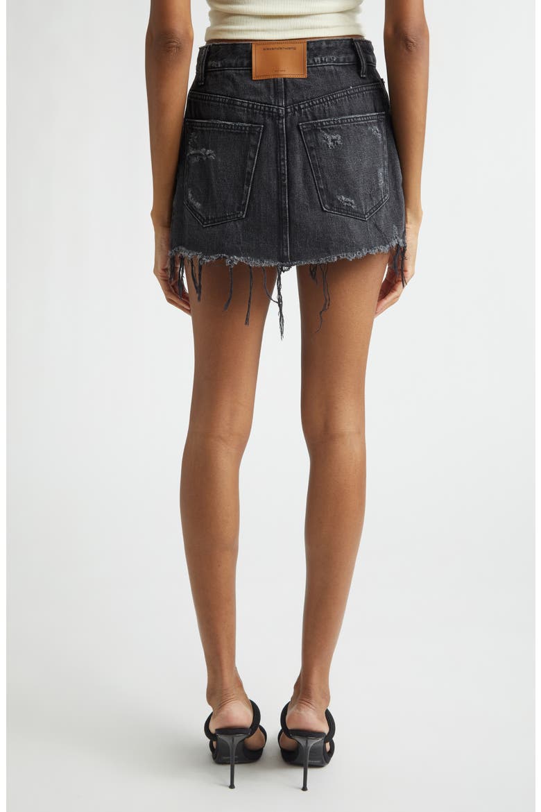 Distressed Double Layer Denim Skort, Alternate, color, GREY AGED