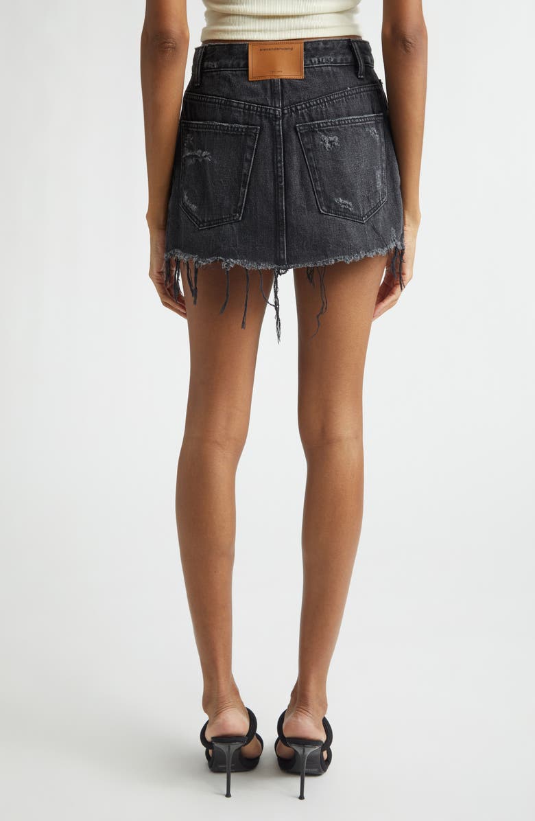 Denim x Alexander Wang Distressed Double Layer Denim Skort, Alternate, color, Grey Aged