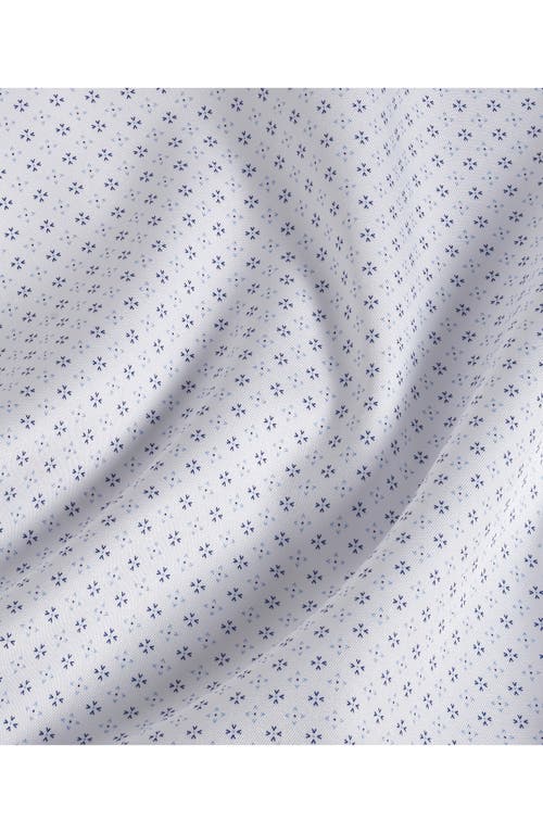 David Donahue Trim Fit Neat Print Dress Shirt In White