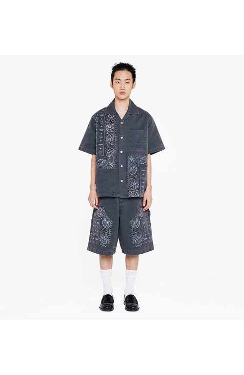 Mcm X Kasina Bandana Monogram Shirt In Oxford Cotton In Blue