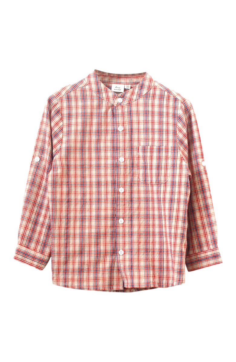 Beet World Boys Long Sleeve Flannel Check Shirt, Alternate, color, Red And Blue