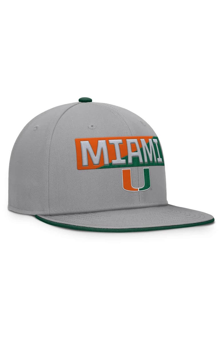 FANATICS Men's Fanatics Gray Miami Hurricanes Duo Snapback Hat, Alternate, color, 