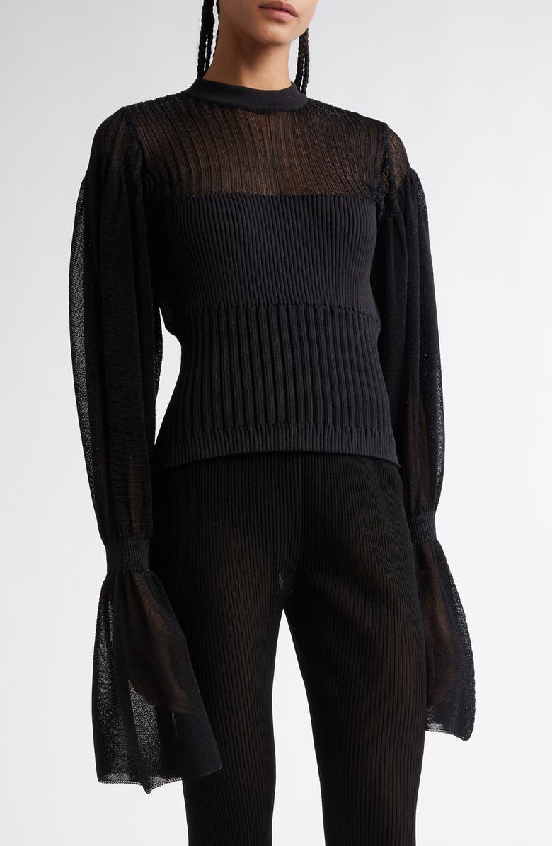 CFCL Lucent Marie Glitter Fluted Sleeve Knit Top, Main, color, 