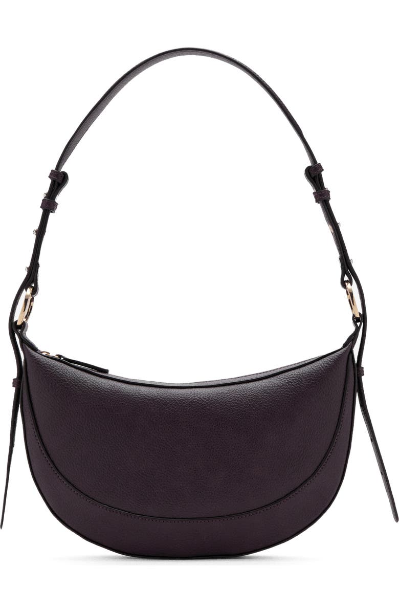 MANGO Oval Faux Leather Shoulder Bag, Main, color, Burgundy