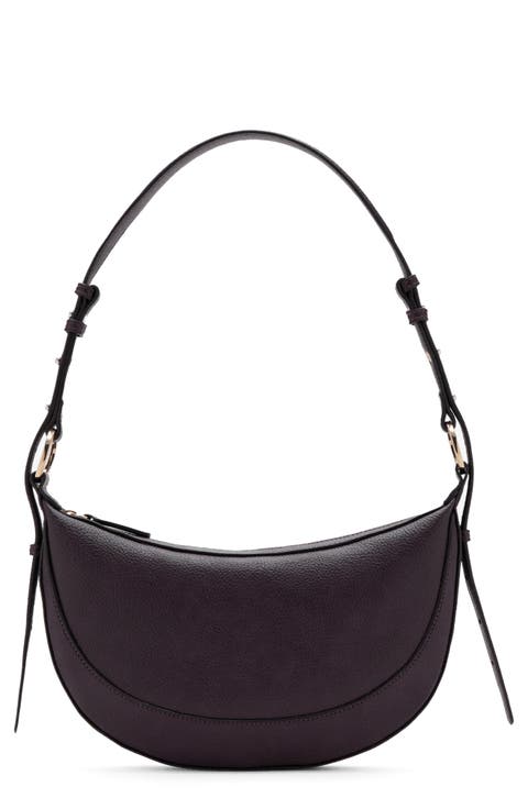 Oval Faux Leather Shoulder Bag