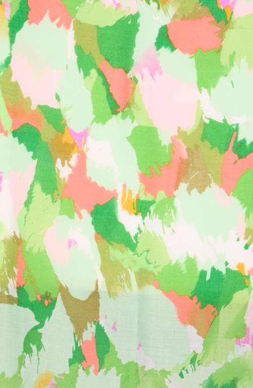Area Stars Abstract Paint Brush Print Scarf In Green