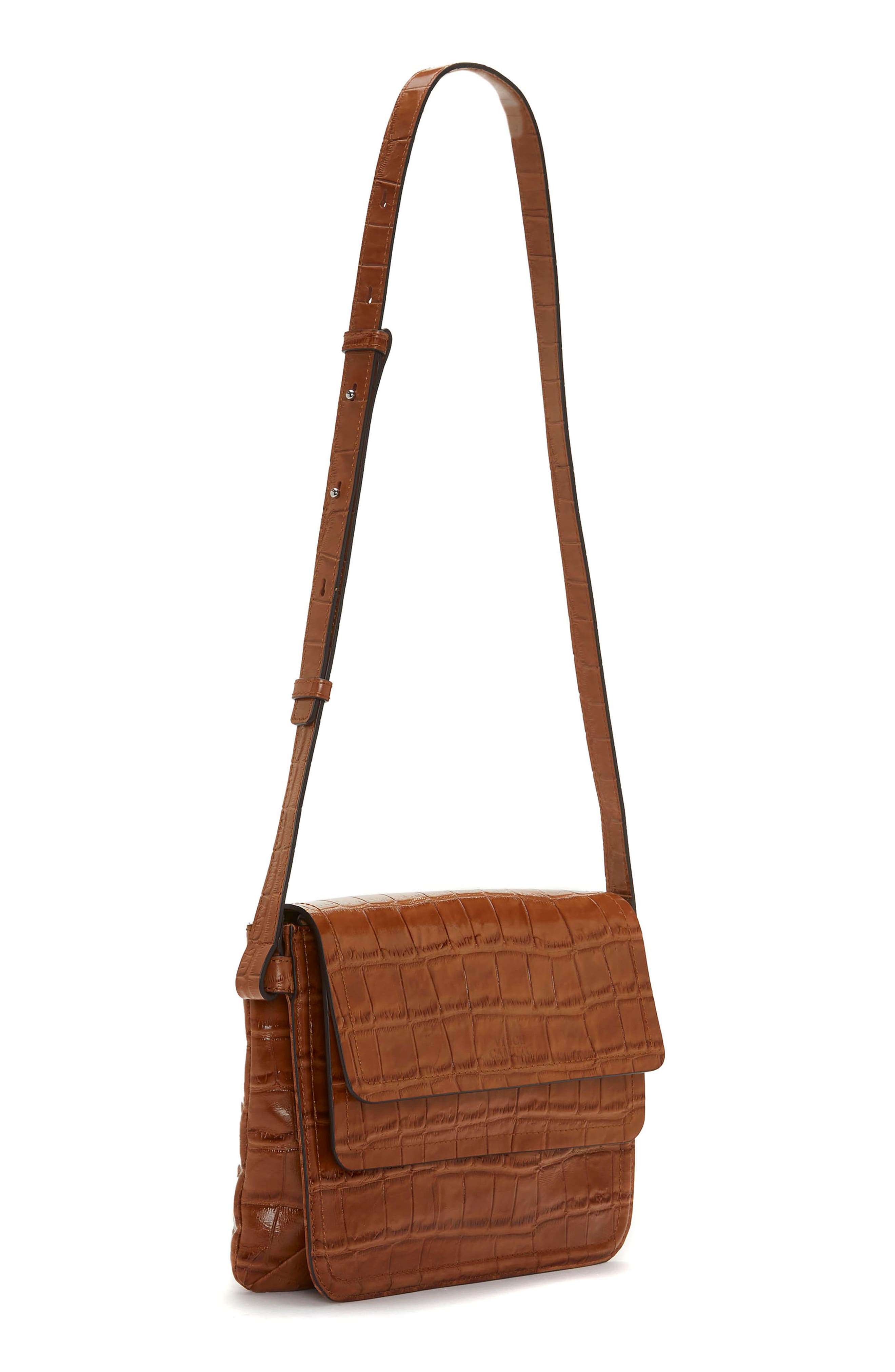 Vince Camuto Boice Croc Embossed Leather Shoulder Bag, Alternate, color, 
