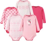 Hudson Baby Everyday Long-Sleeve Cotton Bodysuits Bundle of 5