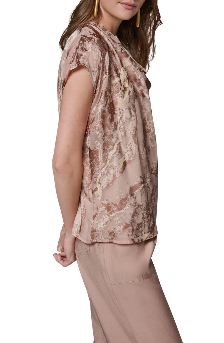 Donna Karan New York Burnout Cowl Neck Top, Alternate, color, Snow Petal Combo