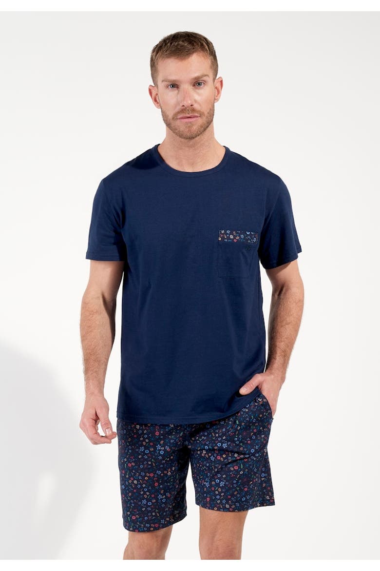 Broceliande Short Pajama Set, Alternate, color, Navy Print