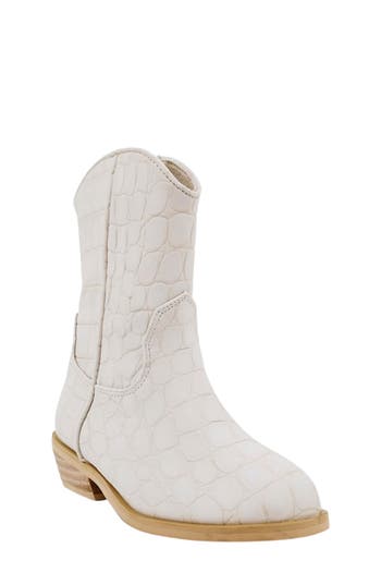 Shushop Kids' Zouzou Croc Embossed Western Boot In Brown