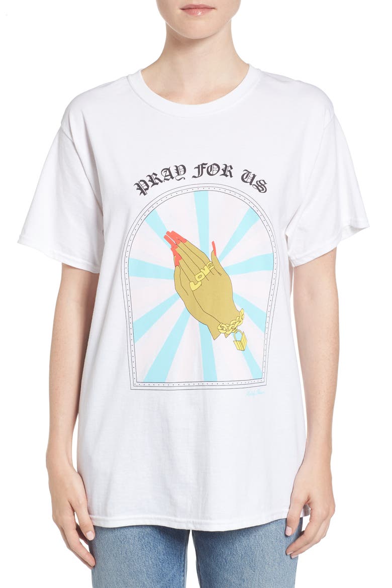 Melody Ehsani Pray for Us Tee, Alternate, color, WHITE