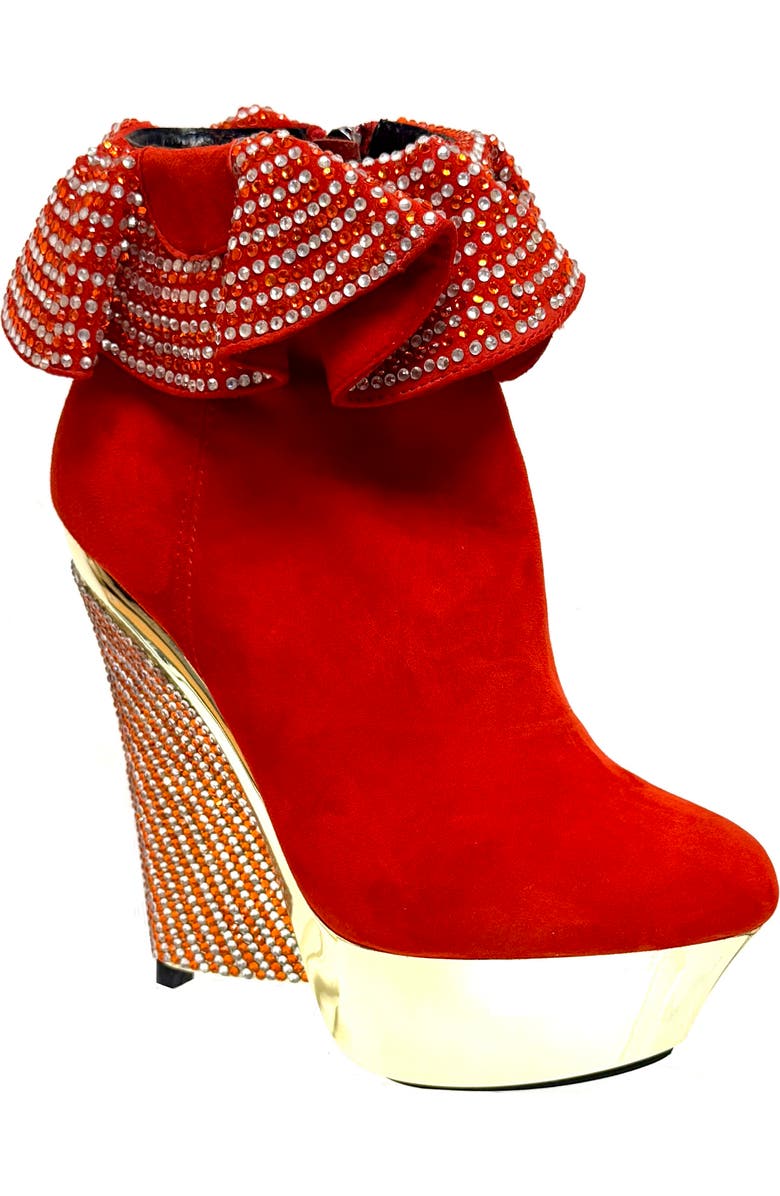 LADY COUTURE Venice Platform Wedge Bootie, Main, color, Red