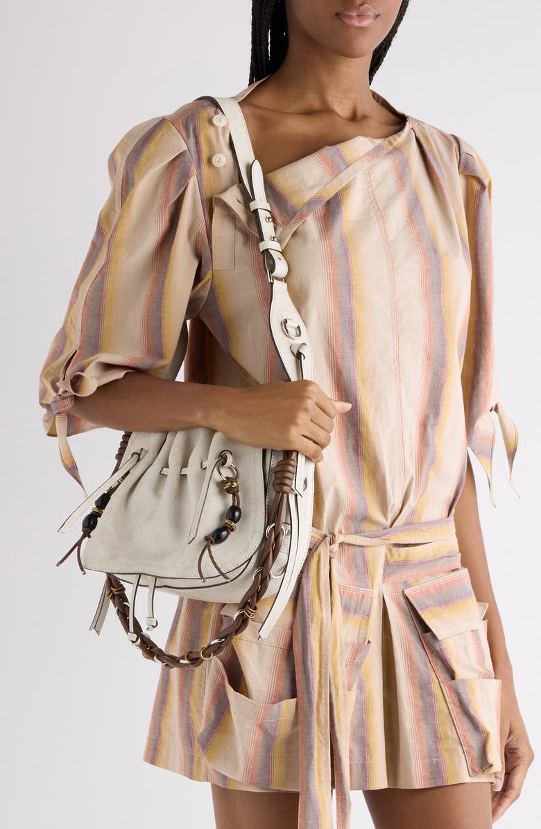 Isabel Marant Bolton Washed Leather Shoulder Bag, Alternate, color, Chalk