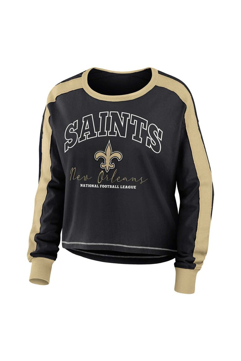 Women's WEAR by Erin Andrews Black New Orleans Saints Plus Size Colorblock Long Sleeve T-Shirt, Alternate, color, Black