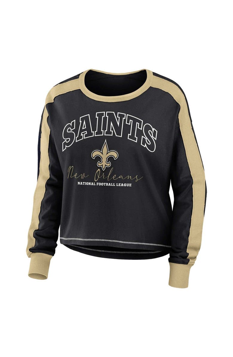 WEAR by Erin Andrews Women's WEAR by Erin Andrews Black New Orleans Saints Plus Size Colorblock Long Sleeve T-Shirt, Alternate, color, Black