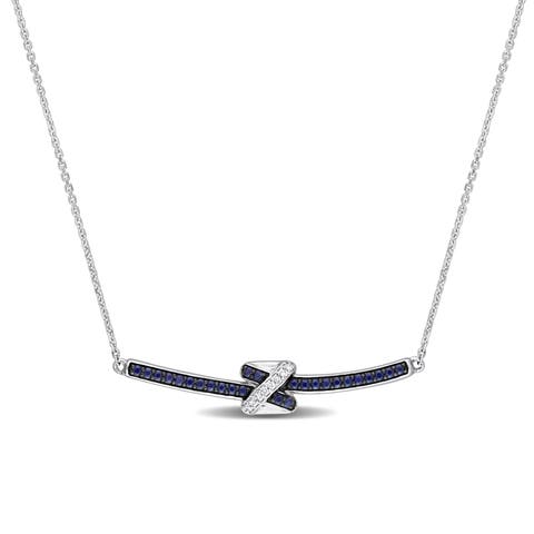 Sapphire & Diamond Bar Motif Necklace 14k